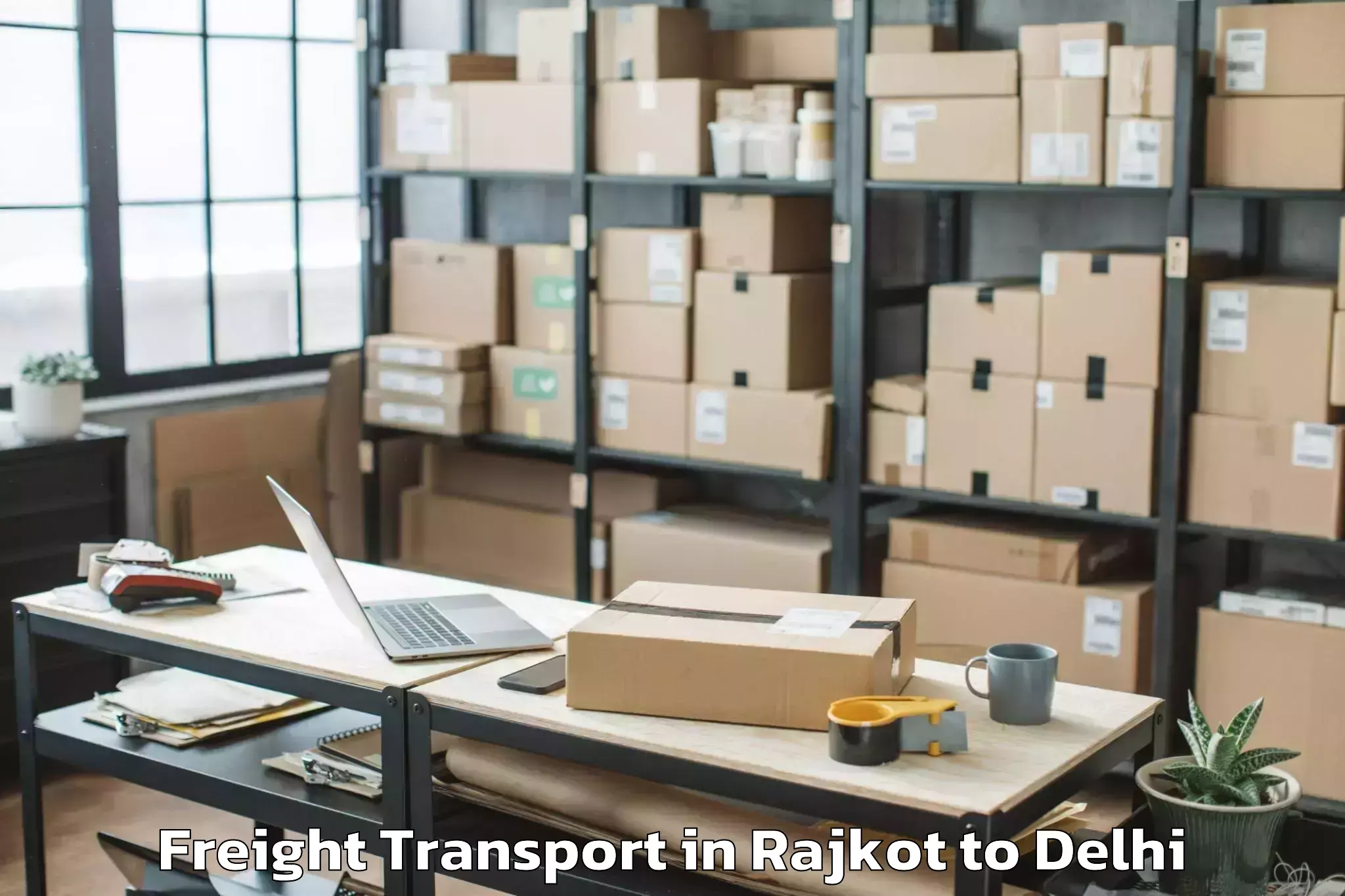 Expert Rajkot to University Of Delhi Freight Transport